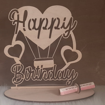 Geldgeschenk, Happy Birthday aus Holz