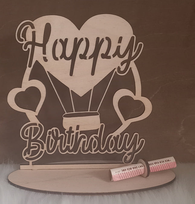 Geldgeschenk, Happy Birthday aus Holz