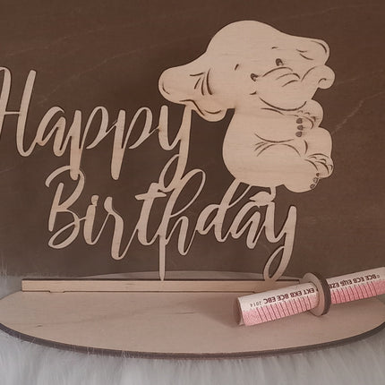 Geldgeschenk, Happy Birthday aus Holz