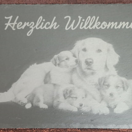 Schiefer Willkommensschild, Schild, Herzlich Willkommen