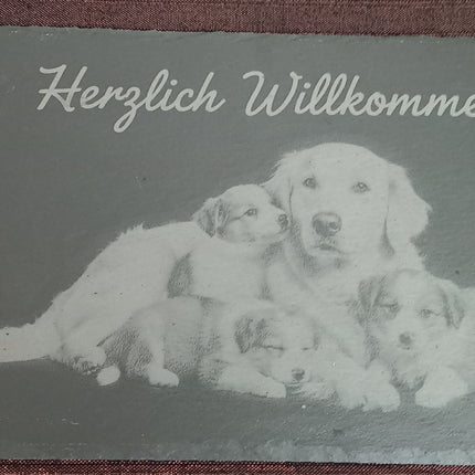 Schiefer Willkommensschild, Schild, Herzlich Willkommen
