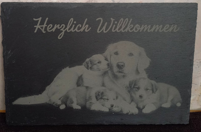 Schiefer Willkommensschild, Schild, Herzlich Willkommen