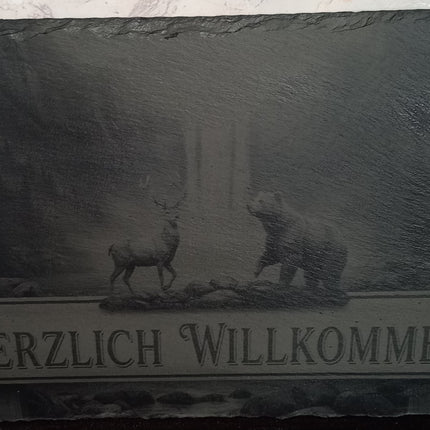 Schiefer Willkommensschild, Schild, Herzlich Willkommen