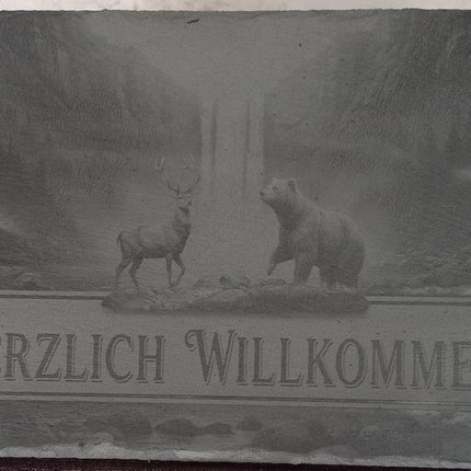 Schiefer Willkommensschild, Schild, Herzlich Willkommen