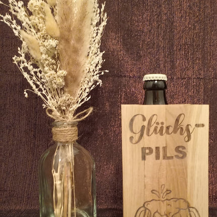 Flaschenbox, Behälter für eine Flasche, Geschenk, Männer, Frauen aus Klötzchen graviert