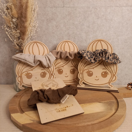 Scrunchie, Scrunchiehalter, Bürste und Spiegel im Set