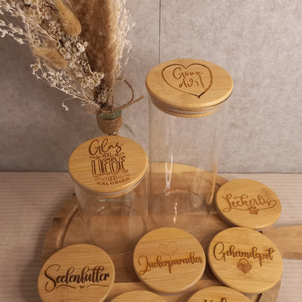 Vorratsglas, Vorratsgläser aus Glas, mit graviertem Deckel, 950 ml oder 550 ml