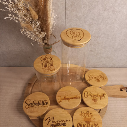 Vorratsglas, Vorratsgläser aus Glas, mit graviertem Deckel, 950 ml oder 550 ml