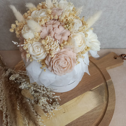 Blumenstrauß Vanille / Natur, Blumen, Wachsblumen aus 100 % Rapswachs, Blumenbouquet