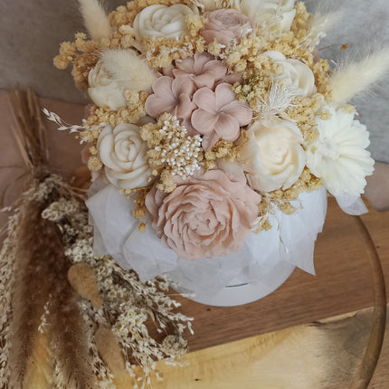 Blumenstrauß Vanille / Natur, Blumen, Wachsblumen aus 100 % Rapswachs, Blumenbouquet