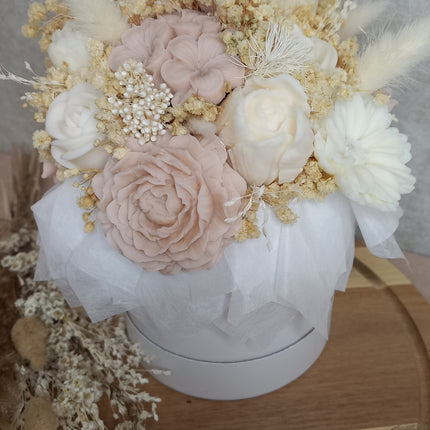 Blumenstrauß Vanille / Natur, Blumen, Wachsblumen aus 100 % Rapswachs, Blumenbouquet