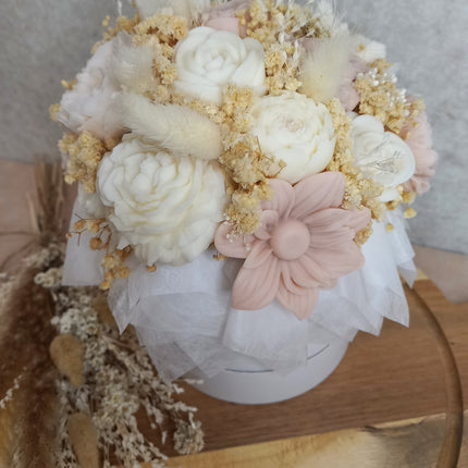 Blumenstrauß Vanille / Natur, Blumen, Wachsblumen aus 100 % Rapswachs, Blumenbouquet