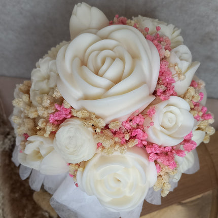 Blumenstrauß zum Valentinstag oder Geburtstag, Blumen, Wachsblumen aus 100 % Rapswachs, Blumenbouquet