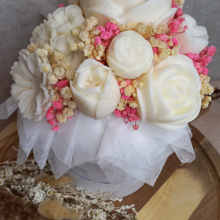 Blumenstrauß zum Valentinstag oder Geburtstag, Blumen, Wachsblumen aus 100 % Rapswachs, Blumenbouquet