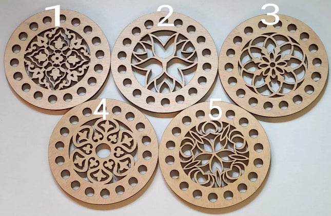 Holzdeckel, Holzboden, Korbdeckel, Häkeldeckel, Häkelboden