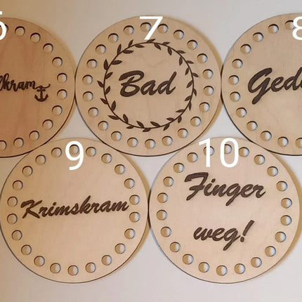Holzdeckel, Holzboden, Korbdeckel, Häkeldeckel, Häkelboden