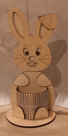 Osterhase mit Plätzchen für ein kleines Geschenk 3mm Birke, gelasert (OHNE DEKORATION)