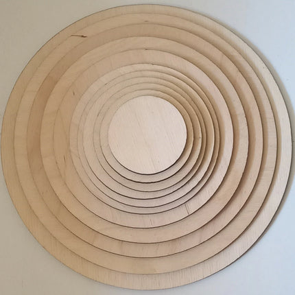 Holzscheiben, Rohlinge, 3mm Birke, verschiedene Größen, rund im 5er Pack. Ideal zum Basteln, Untersetzer