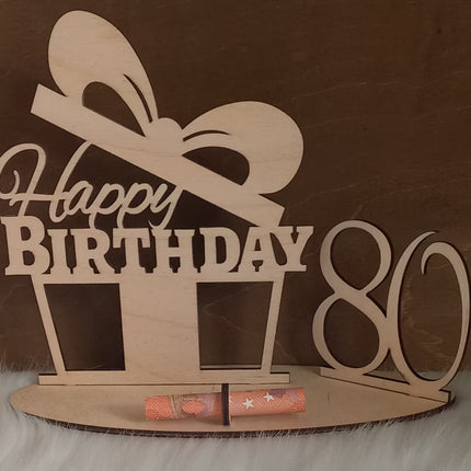 Happy Birthday Geschenk aus Holz, Geldgeschenk, Motiv Geschenk