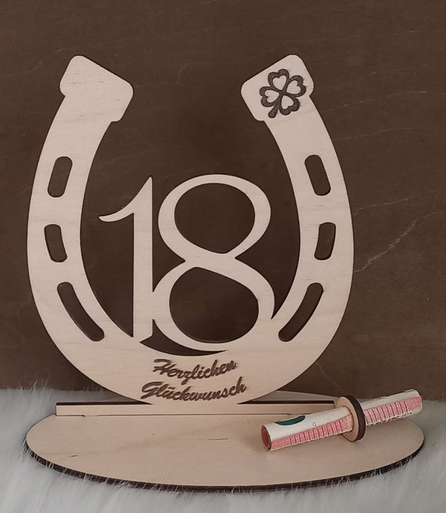Hufeisen aus Holz, Geldgeschenk