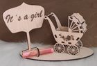 Zur Geburt, Kinderwagen/Geldgeschenk, personalisiert