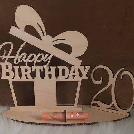 Happy Birthday Geschenk aus Holz, Geldgeschenk, Motiv Geschenk