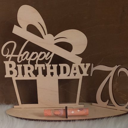 Happy Birthday Geschenk aus Holz, Geldgeschenk, Motiv Geschenk