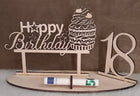 Happy Birthday Geschenk aus Holz, Cupcake, Geldgeschenk