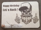 Geldgeschenk aus Holz mit Reagenzglas aus Kunststoff, TOTENKOPF, LETs ROCK, Geschenkkarte, Geburtstagskarte