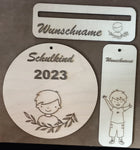 1. Schultag/ 1. Klasse / JUNGE / SET / Lesezeichen/ Lesehilfe / Schultütenanhänger
