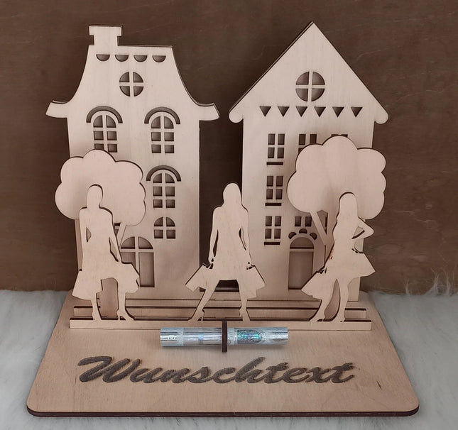Geldgeschenk aus Holz PERSONALISIERT, SHOPPINGDAY, Shoppen, Geschenkgutschein