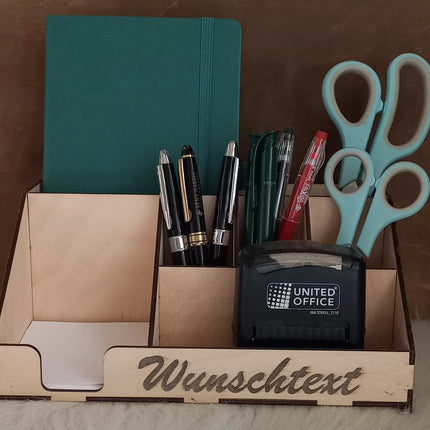 Schreibtisch - Organizer aus Holz gelasert, PERSONALISIERT
