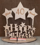 Geldgeschenk, HAPPY BIRTHDAY STERNE, aus Holz gelasert verschiedene Geburtstage