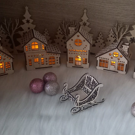Weihnachtsdorf, 5 teiliges Set, Lichterhäuser