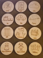 Holzetiketten/Schildchen, Kinderzimmer/ Organisation, Trofast, Motive mit Schrift, verschiedene Motive, ohne Klett