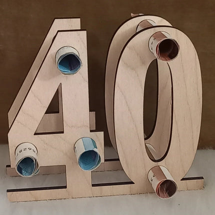 Geburtstag, Geldgeschenk aus Holz, Zahlen 40/50/60/70/80