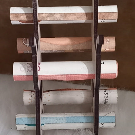 Zur Geburt, Geldgeschenk aus Holz, Kinderwagen