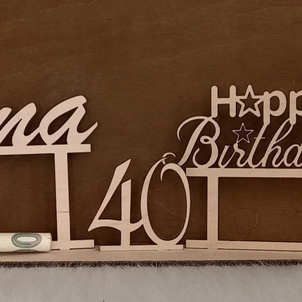 Das besondere Geldgeschenk aus Holz mit Wunschname, Geschenk, Cupcake, Sterne, Wimpel