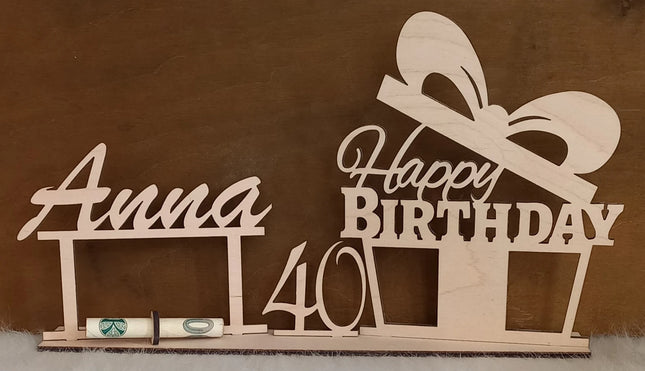 Das besondere Geldgeschenk aus Holz mit Wunschname, Geschenk, Cupcake, Sterne, Wimpel