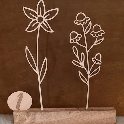 Blumen aus Holz, Dekoration, mit Klötzchen, 3 verschieden Muster