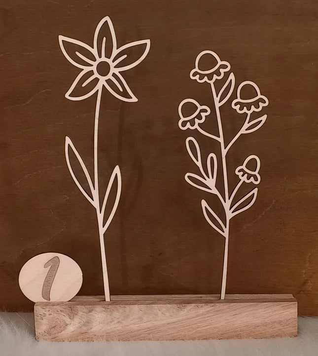 Blumen aus Holz, Dekoration, mit Klötzchen, 3 verschieden Muster