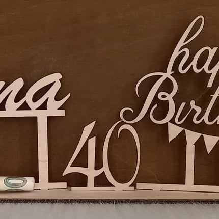 Das besondere Geldgeschenk aus Holz mit Wunschname, Geschenk, Cupcake, Sterne, Wimpel