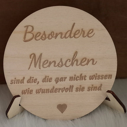 BESONDERE MENSCHEN, Holzplatte in verschiedenen Größen aus 3mm Birkenholz gelasert, Geschenk, Mitbringsel, Aufmerksamkeit, Geschenk