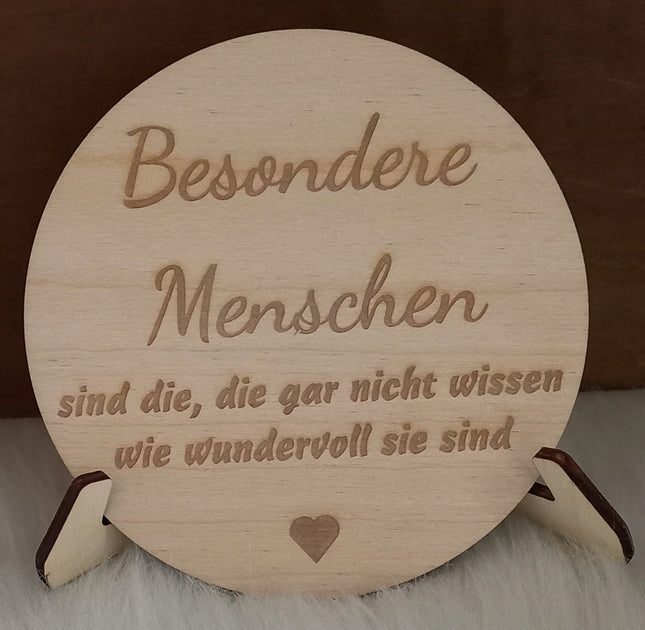 BESONDERE MENSCHEN, Holzplatte in verschiedenen Größen aus 3mm Birkenholz gelasert, Geschenk, Mitbringsel, Aufmerksamkeit, Geschenk
