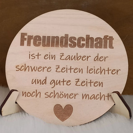 FREUNDSCHAFT, Holzplatte in verschiedenen Größen aus 3mm Birkenholz gelasert, Geschenk, Mitbringsel, Aufmerksamkeit, Geschenk