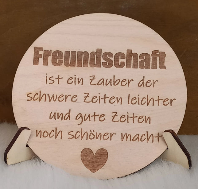 FREUNDSCHAFT, Holzplatte in verschiedenen Größen aus 3mm Birkenholz gelasert, Geschenk, Mitbringsel, Aufmerksamkeit, Geschenk