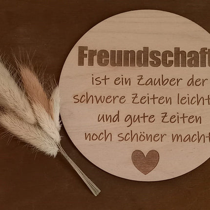 FREUNDSCHAFT, Holzplatte in verschiedenen Größen aus 3mm Birkenholz gelasert, Geschenk, Mitbringsel, Aufmerksamkeit, Geschenk