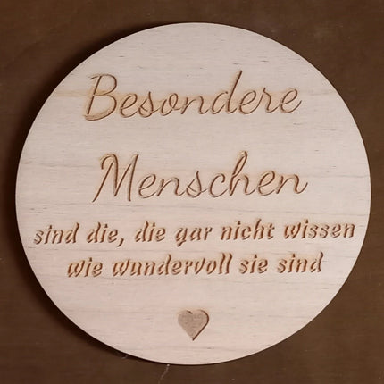 BESONDERE MENSCHEN, Holzplatte in verschiedenen Größen aus 3mm Birkenholz gelasert, Geschenk, Mitbringsel, Aufmerksamkeit, Geschenk