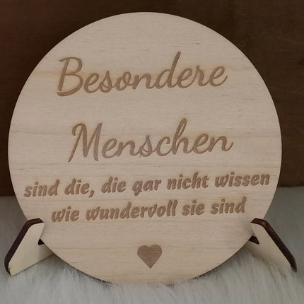 BESONDERE MENSCHEN, Holzplatte in verschiedenen Größen aus 3mm Birkenholz gelasert, Geschenk, Mitbringsel, Aufmerksamkeit, Geschenk