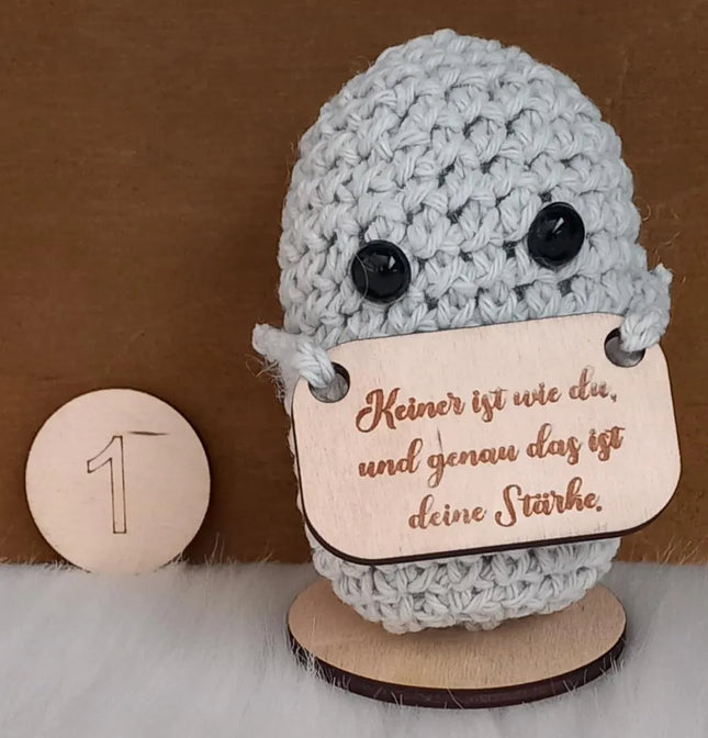 Positive Kartoffeln, personalisierbar. Mit Sprüchen die motivieren, oder Deinem eigenen Spruch. Mit Holzschildchen, Holzboden